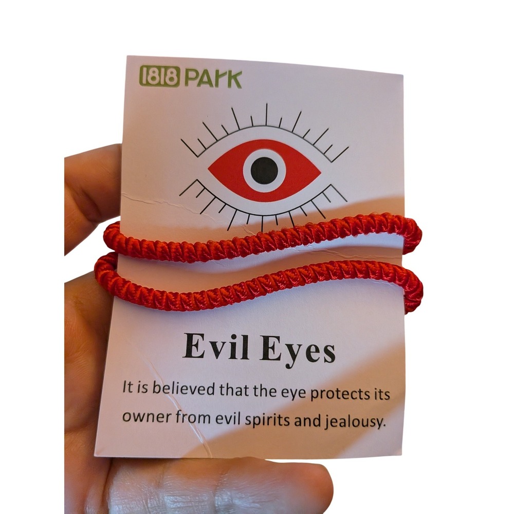 1818 Park Red‎ String Evil Eye Protection Bracelet Set Adjustable Braided Cord